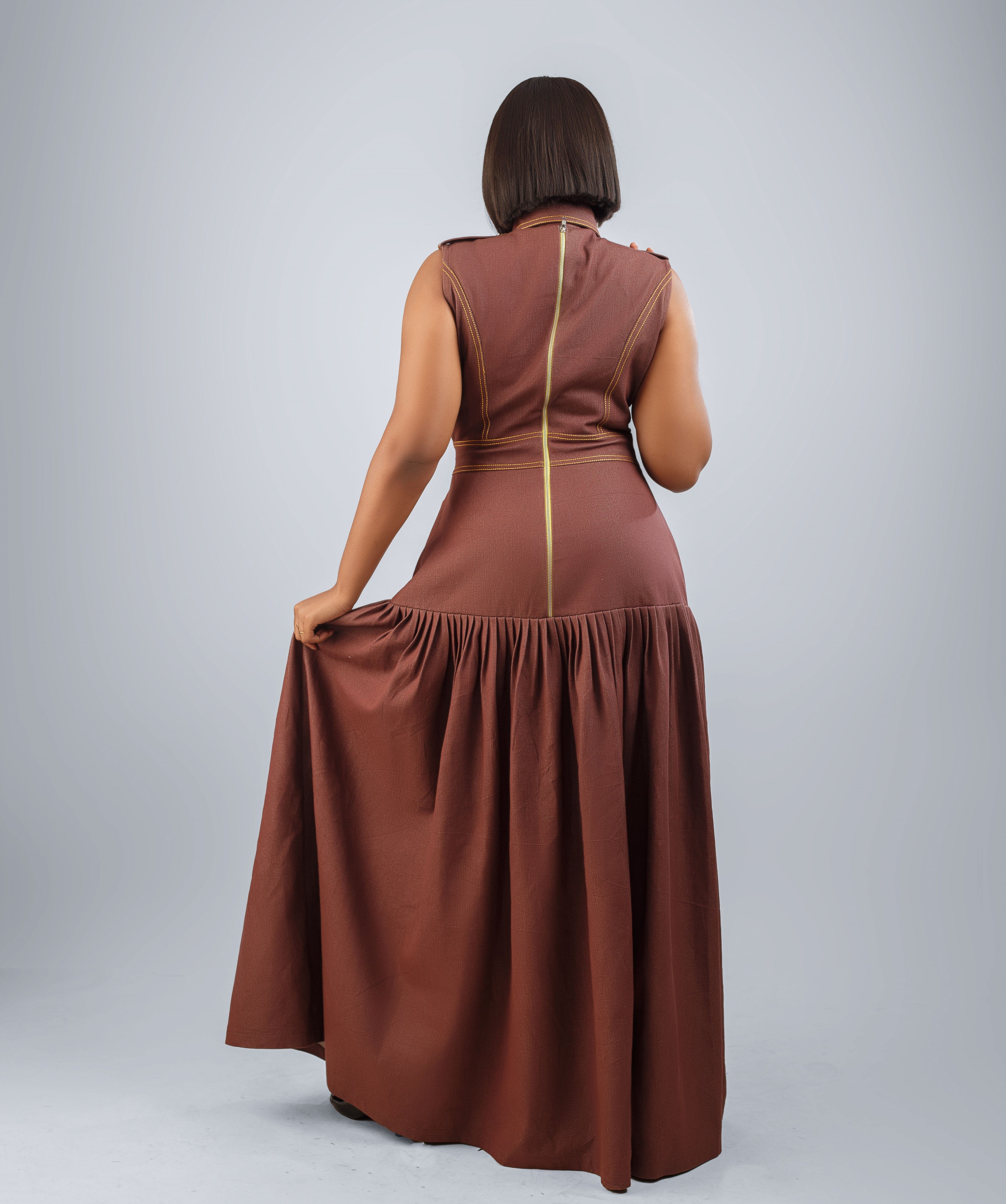 LALA BROWN DENIM DRESS