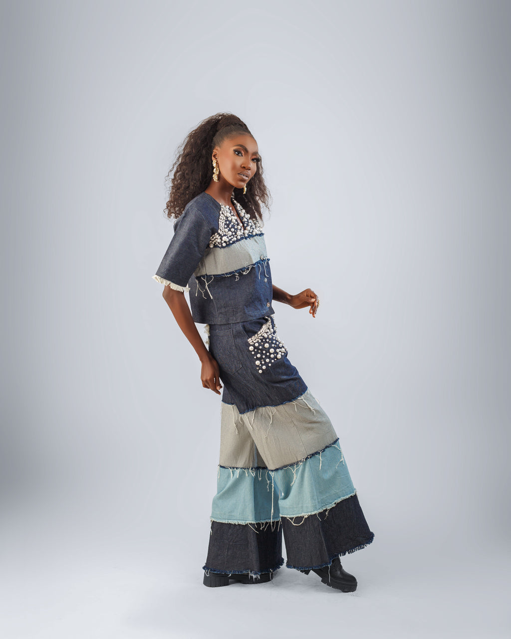 DENIM TOP AND  PANT SET