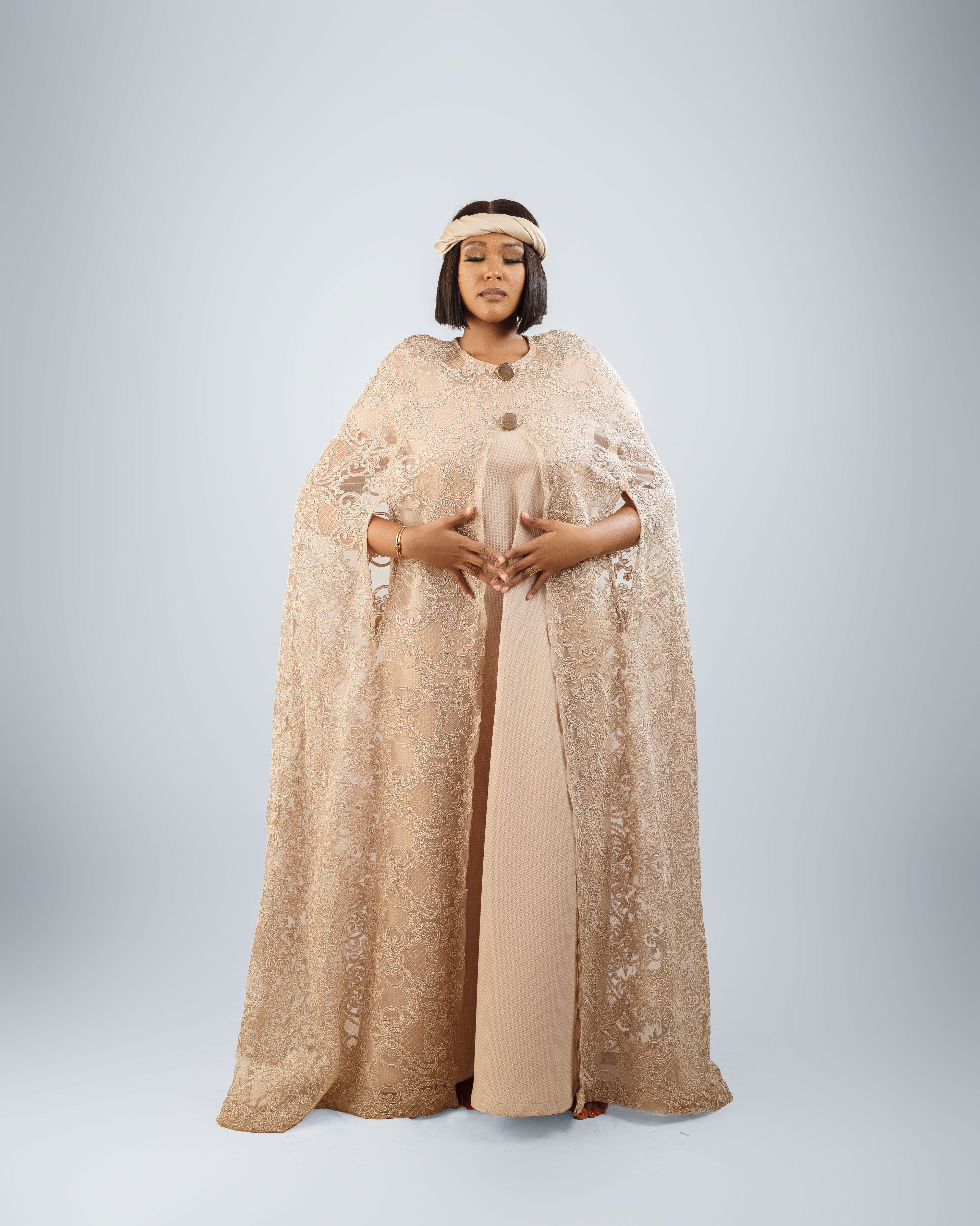 MIA TWO-PIECE CAPE DRESS