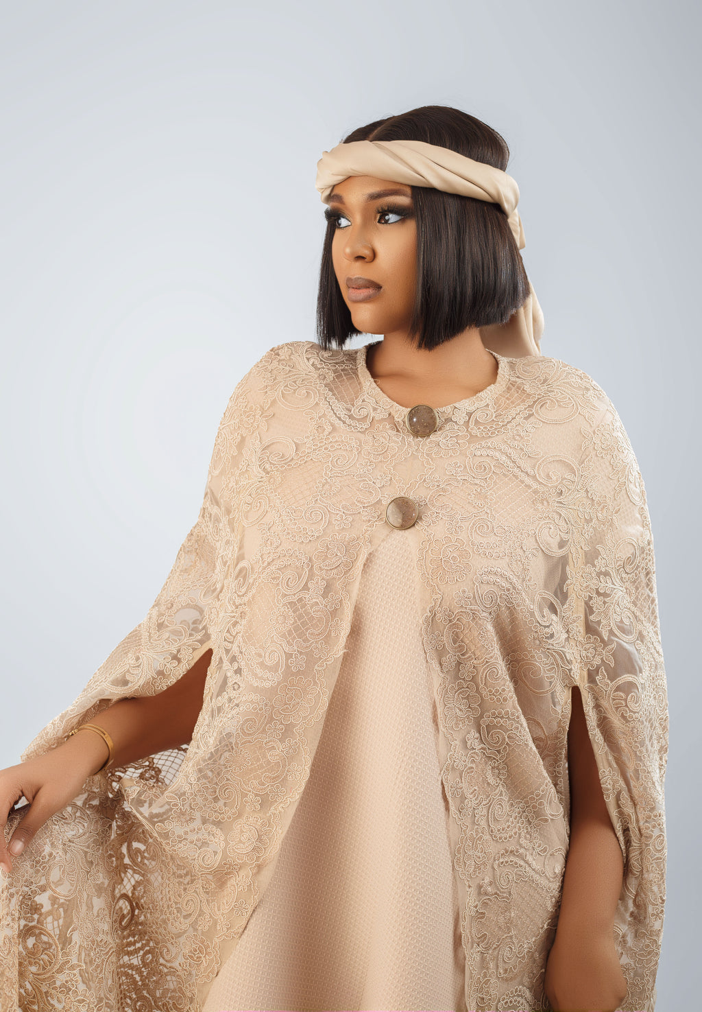 MIA TWO-PIECE CAPE DRESS