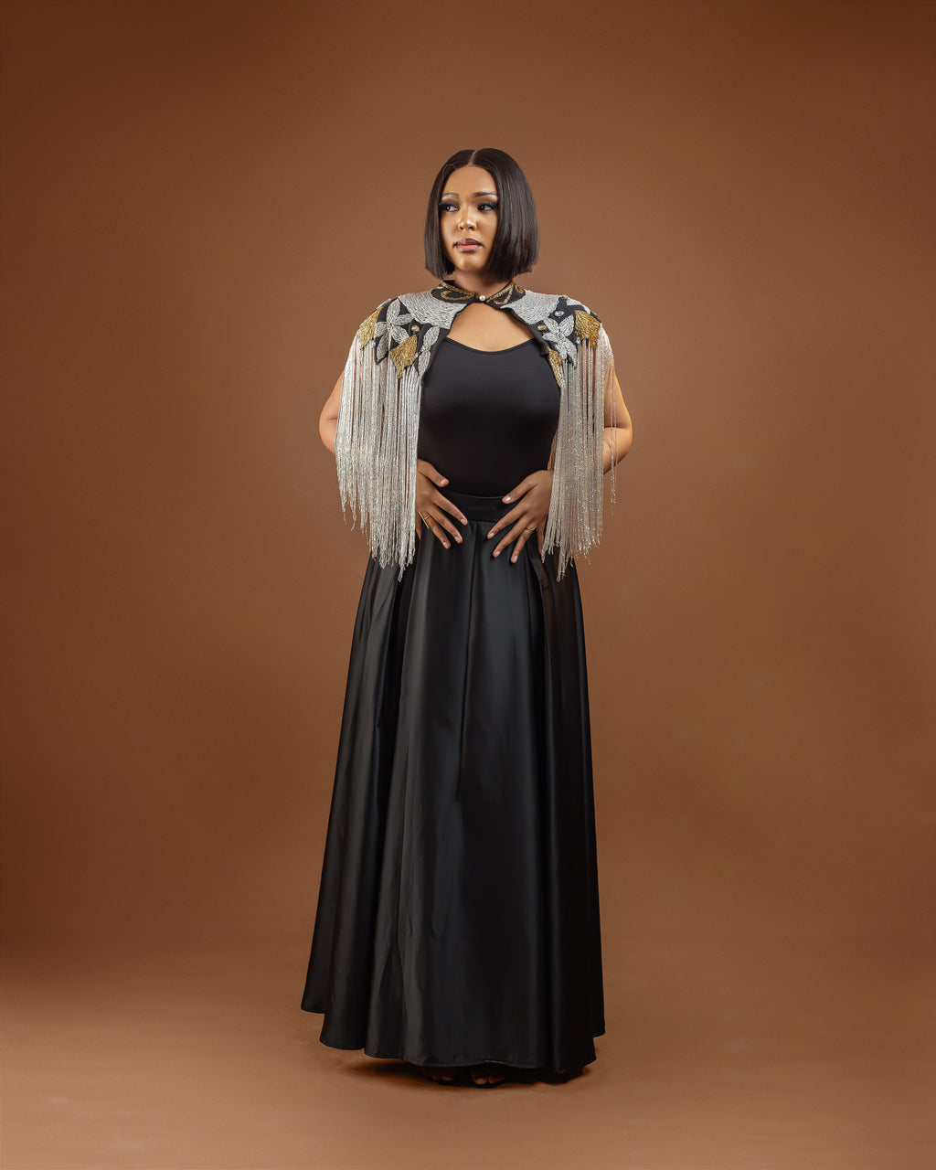 CHACHA BEADED TASSEL CAPE TOP (MADE TO ORDER)