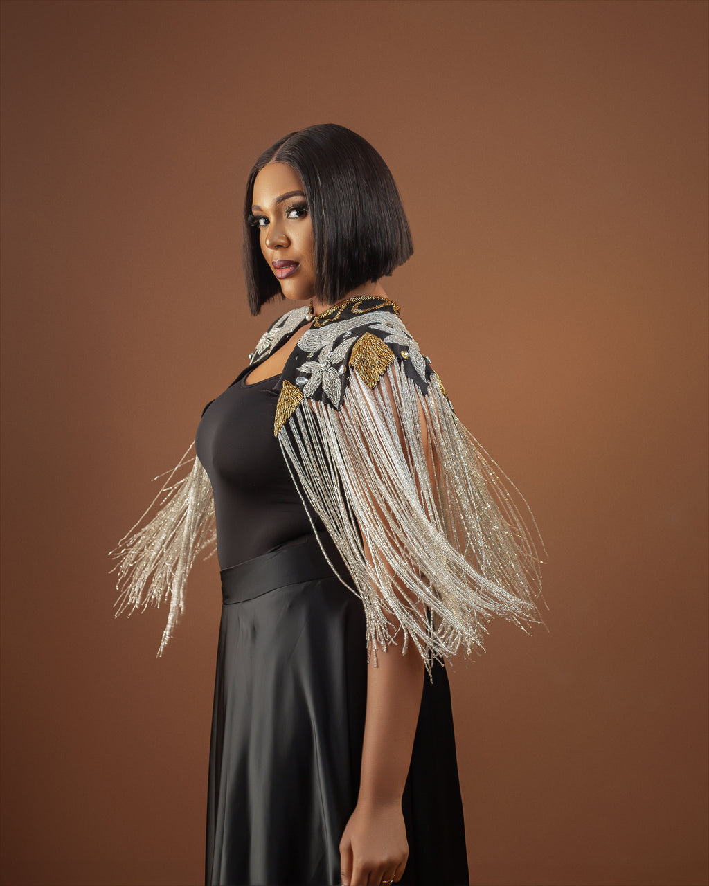 CHACHA BEADED TASSEL CAPE TOP (MADE TO ORDER)
